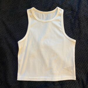 White Rib Knit Tank Top
